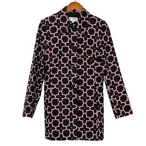 Skirtin Around Jacket Black Pink Floral Print Long Sleeves Pockets Cotton Size 8